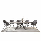 Eclipse Grey Ceramic Extending Dining Table with Marlow Faux Leather Dining Chairs - Pendle Village Furniture